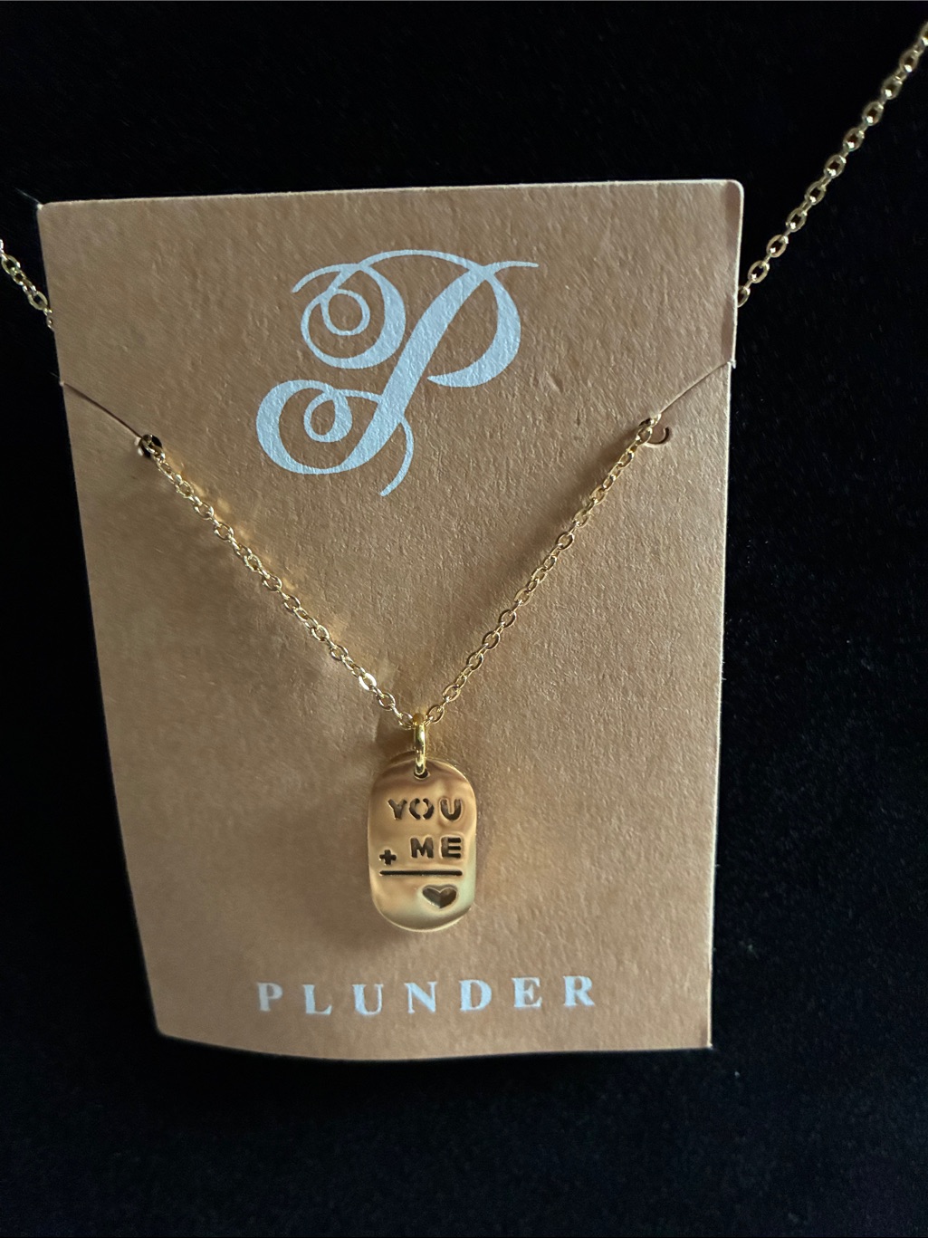 Plunder Gold You + Me Heart Pendant Necklace